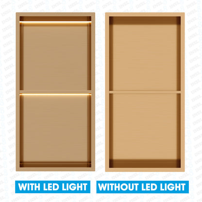INSL8 Stainless Steel Rose Gold Shower Niches – Shelved & Standard Options | With or Without LED Lighting