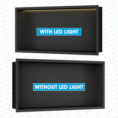 INSL8 Stainless Steel Matte Black Shower Niches – Shelved & Standard Options | With or Without LED Lighting
