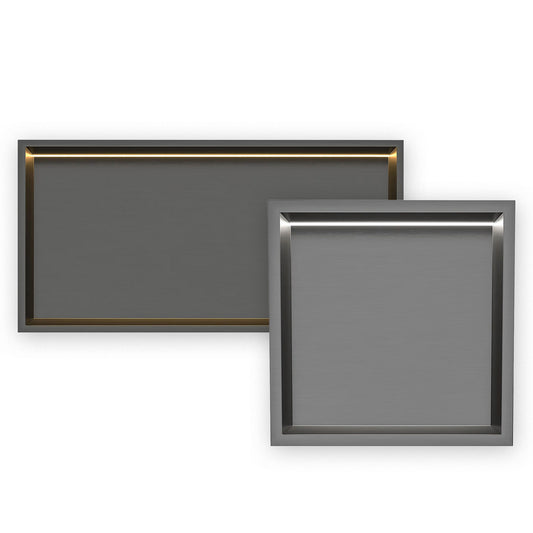 Thermopanel Gunmetal LED Shower Niche | Stainless Steel Recessed Wall Niche