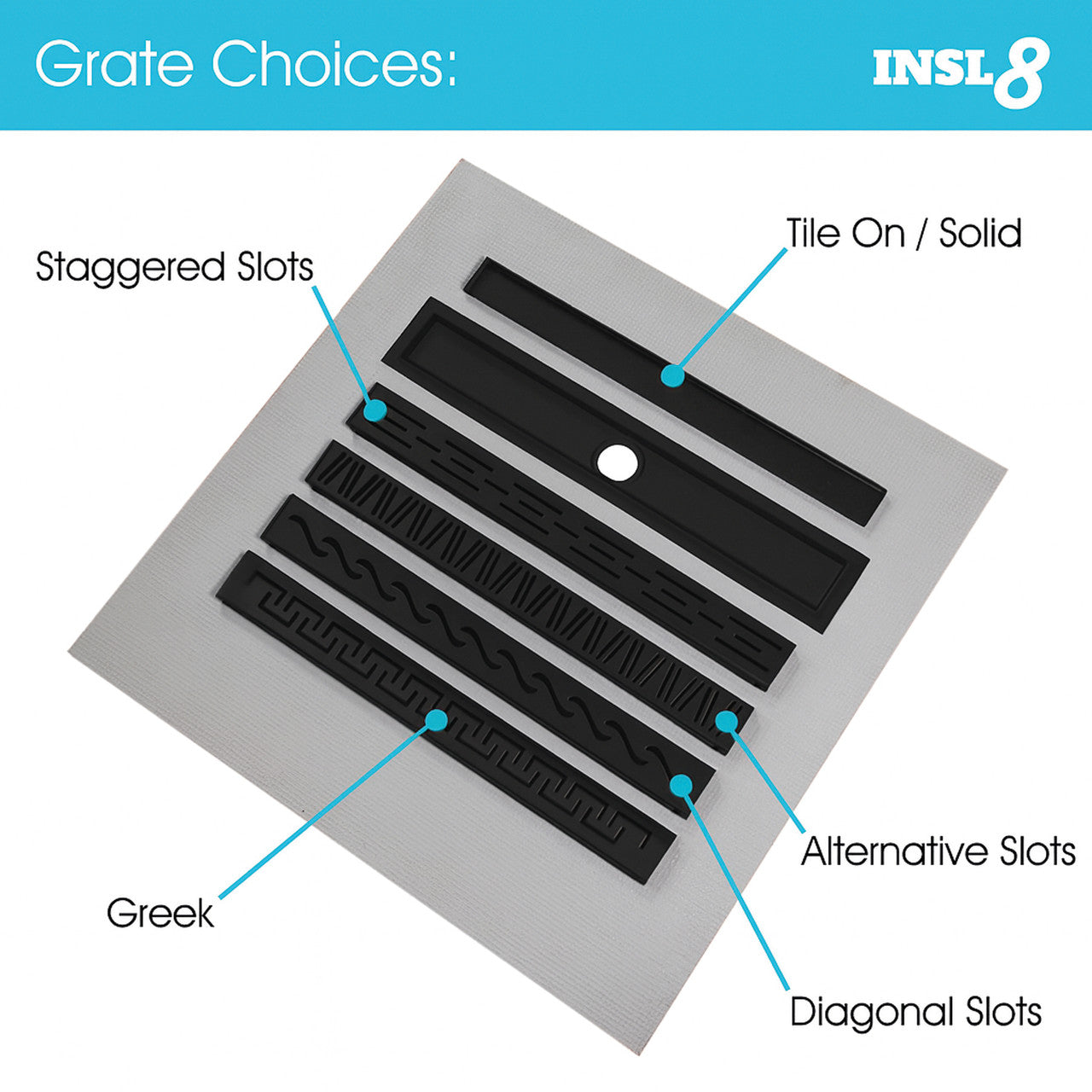Linear Wet room Shower Tray - Tile On With Waste and Choice of Grate Style XPS - Black