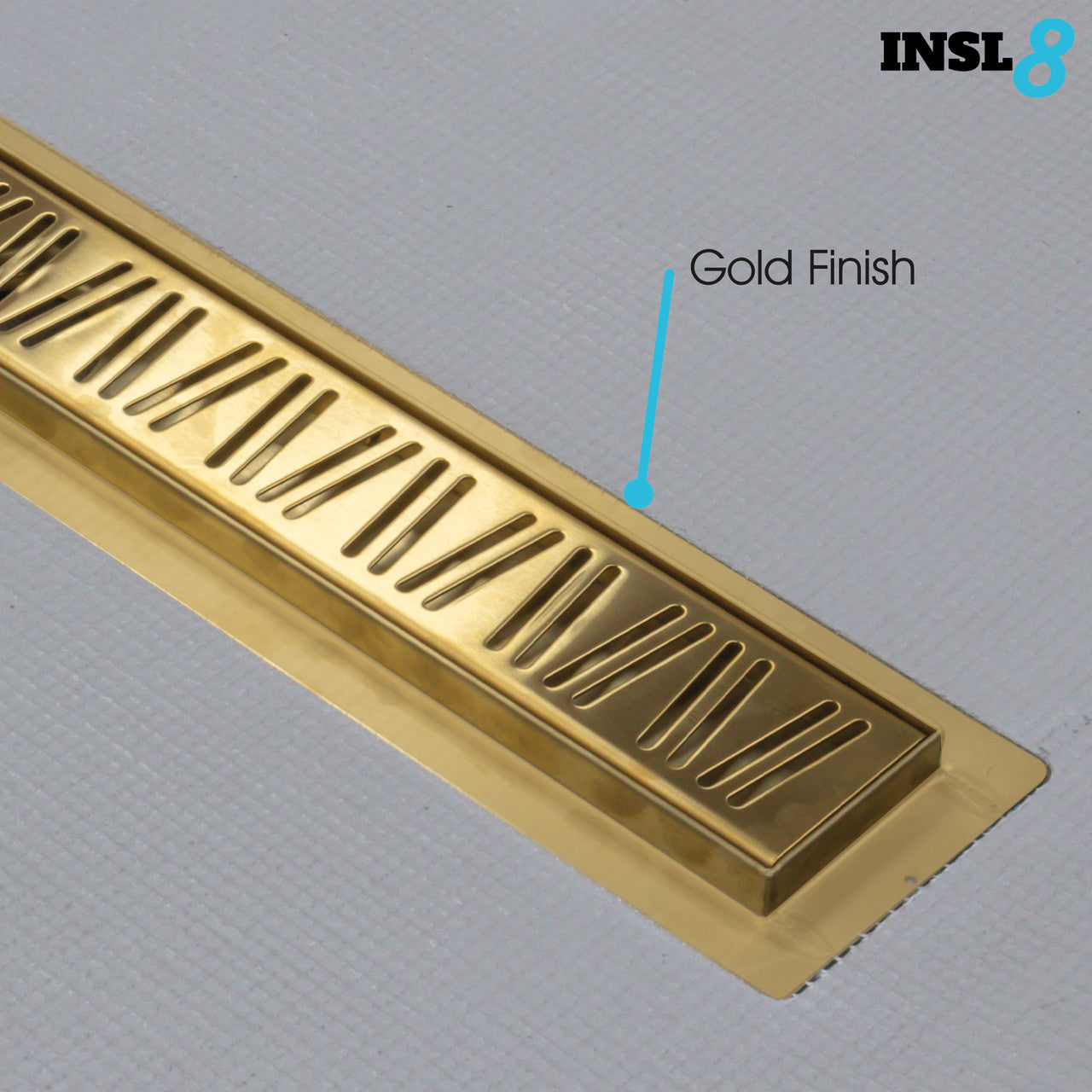Linear Wet room Shower Tray - Tile On With Waste and Choice of Grate Style XPS - Gold