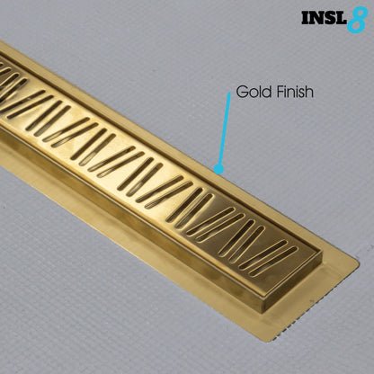 Linear Wet room Shower Tray - Tile On With Waste and Choice of Grate Style XPS - Gold