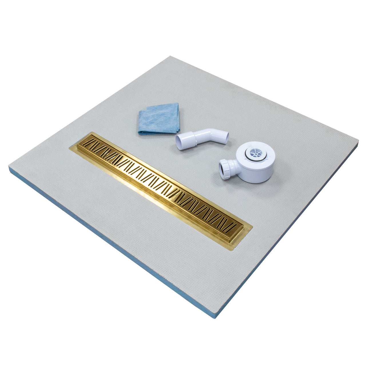 Linear Wet room Shower Tray - Tile On With Waste and Choice of Grate Style XPS - Gold
