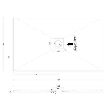 Thermopanel Centre Square Drain Wet Room Shower Tray Former