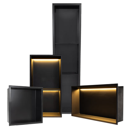 Thermopanel Stainless Steel Recess Shower Niche - Matte Black