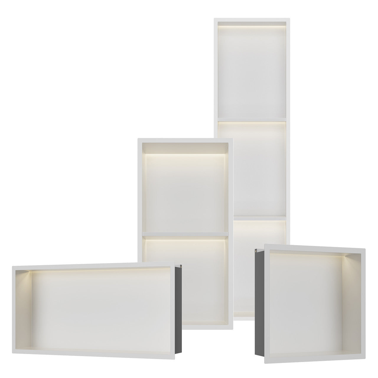 INSL8 Stainless Steel Matte White Shower Niches – Shelved & Standard Options | With or Without LED Lighting