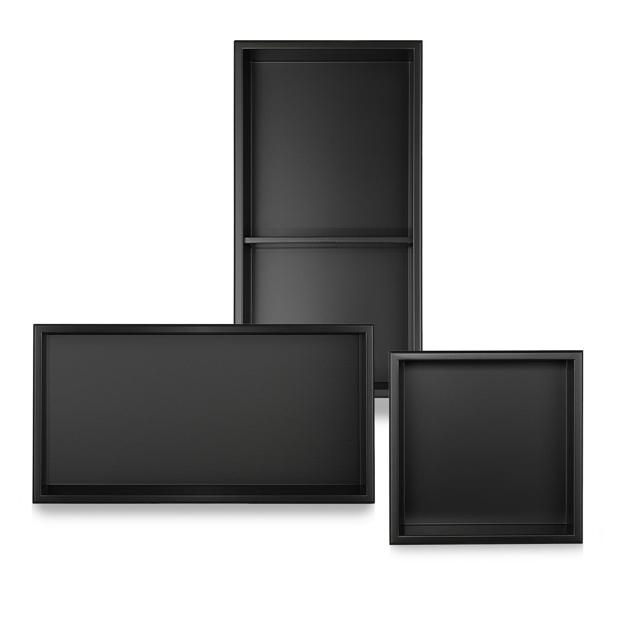 Thermopanel Stainless Steel Shower Niche with Optional LED - Matte Black (80mm Depth)