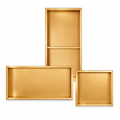 Thermopanel Stainless Steel Shower Niche with Optional LED - Satin Gold (80mm Depth)