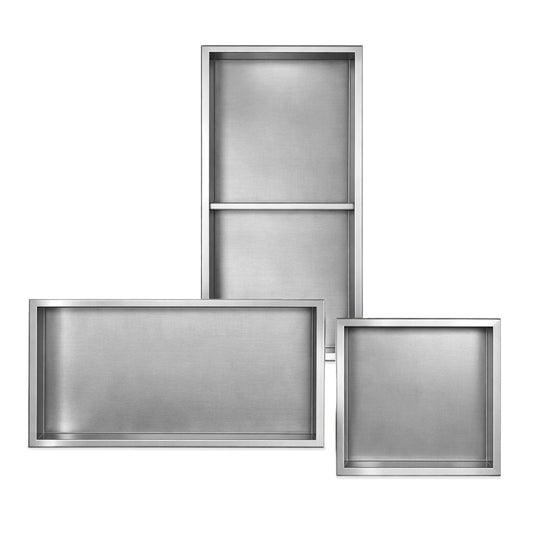 Thermopanel Stainless Steel Shower Niche with Optional LED - Stainless Steel (80mm Depth)