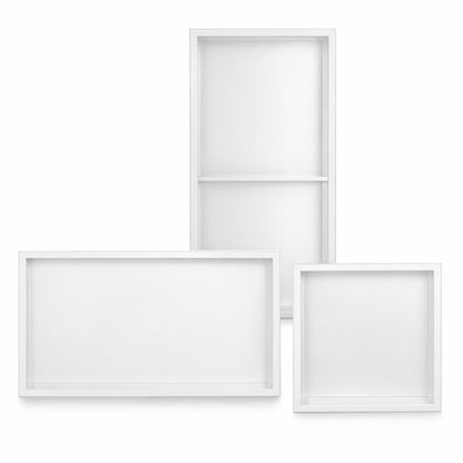 Thermopanel Stainless Steel Shower Niche with Optional LED - White (80mm Depth)