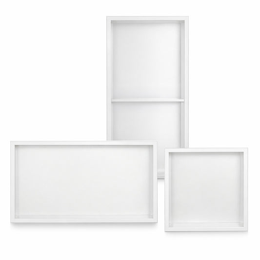 Thermopanel Stainless Steel Shower Niche with Optional LED - White (80mm Depth)