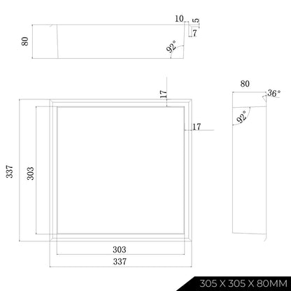Thermopanel Stainless Steel Shower Niche with Optional LED - Matte Black (80mm Depth)