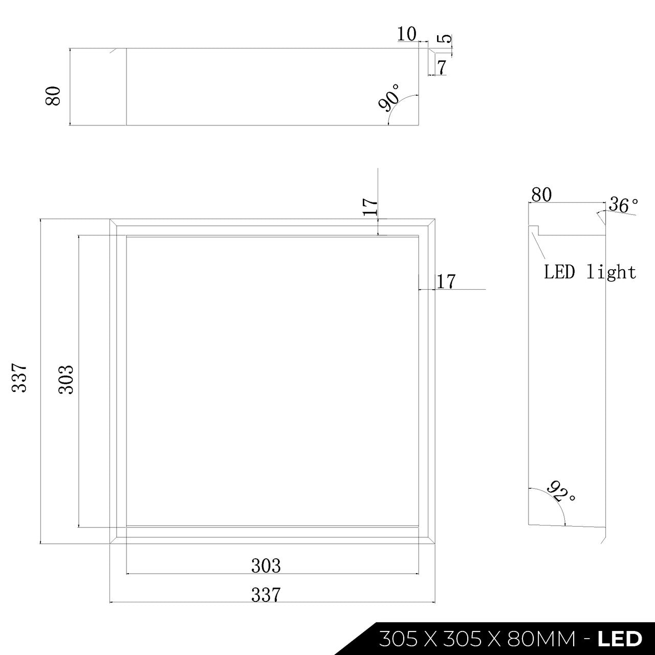 Thermopanel Stainless Steel Shower Niche with Optional LED - Satin Gold (80mm Depth)
