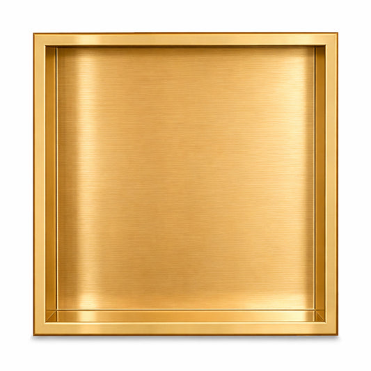 Thermopanel Stainless Steel Shower Niche with Optional LED - Satin Gold (80mm Depth)