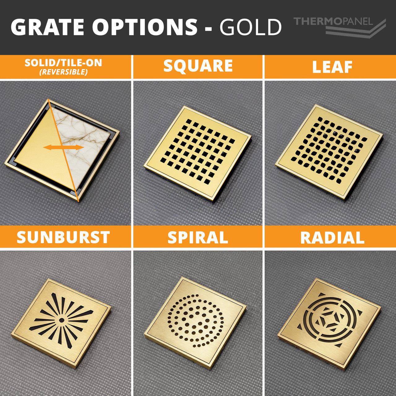 Square Drain Gold Grate Designs