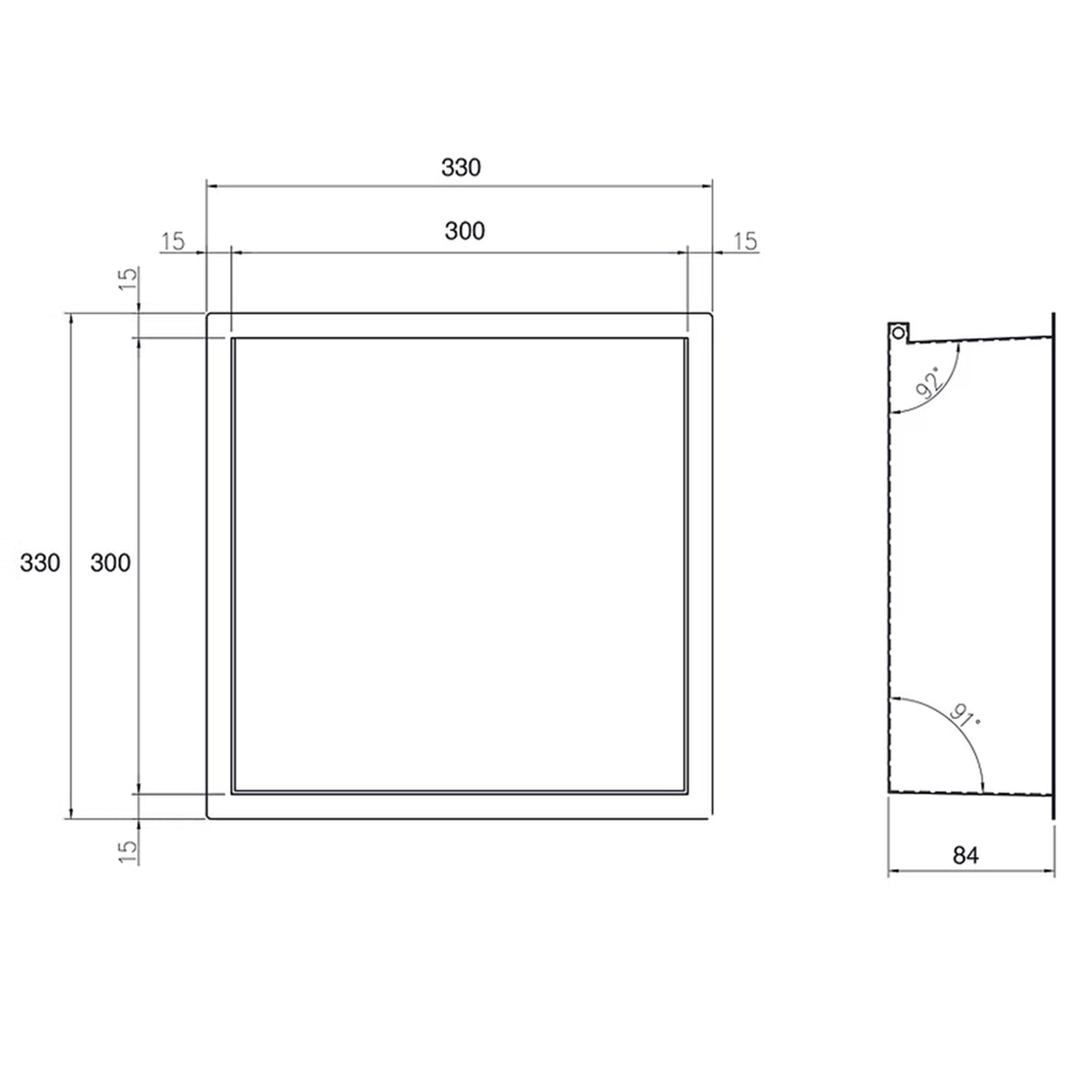 Thermopanel Brushed Steel LED Shower Niche | Stainless Steel Recessed Wall Niche