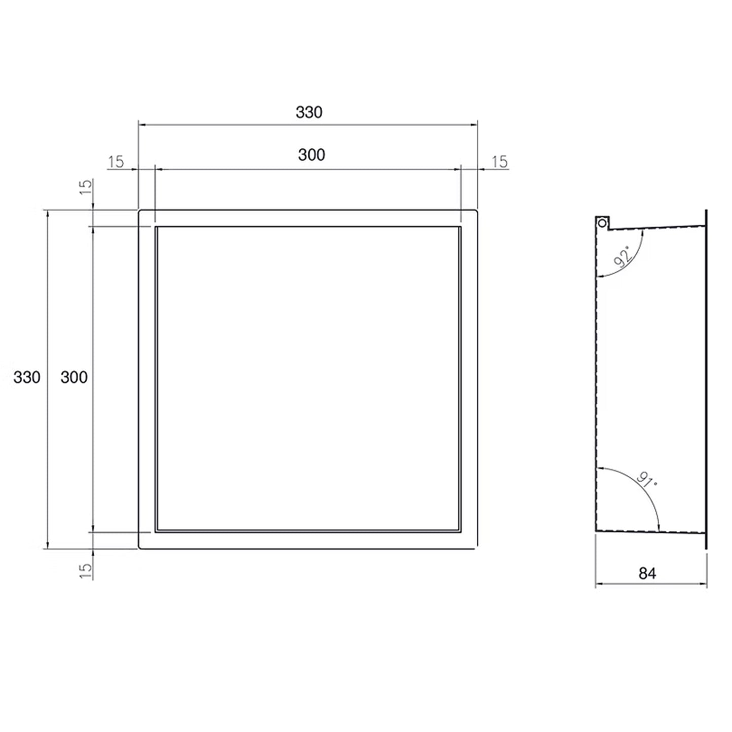 Thermopanel Gunmetal LED Shower Niche | Stainless Steel Recessed Wall Niche