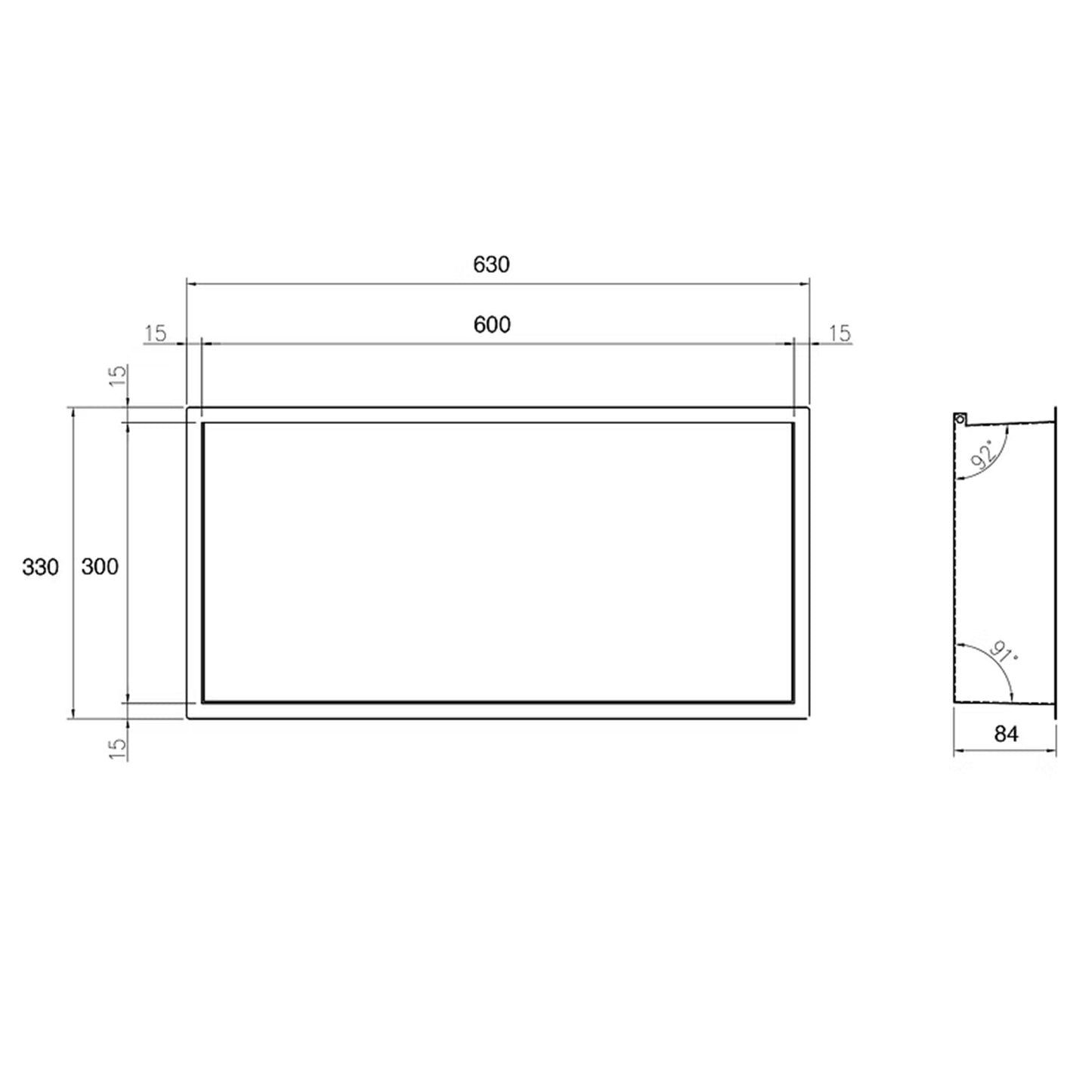 Thermopanel Brushed Brass LED Shower Niche | Stainless Steel Recessed Wall Niche