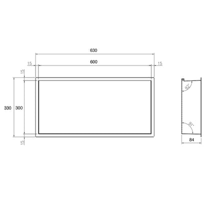 Thermopanel Brushed Brass LED Shower Niche | Stainless Steel Recessed Wall Niche