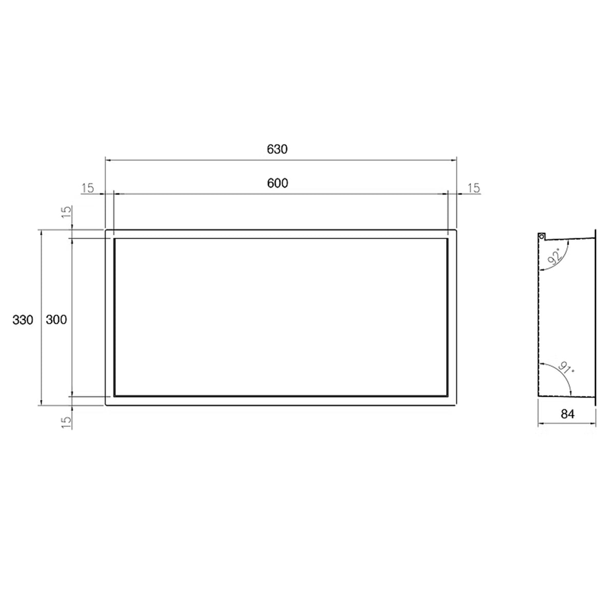 Thermopanel Brushed Steel LED Shower Niche | Stainless Steel Recessed Wall Niche
