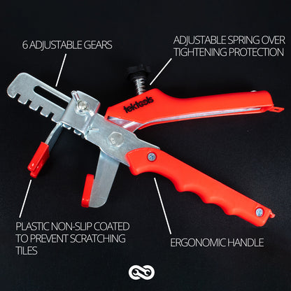 TekTools Tile Levelling System (Spacer Clips & Reusable Wedges & Pliers)