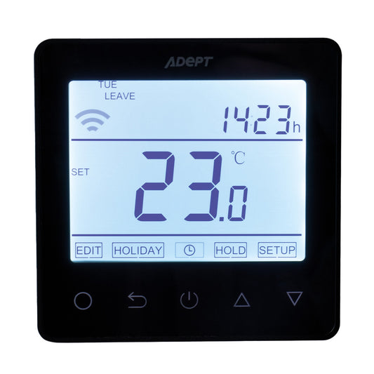 Adept T6300B Smart WiFi Thermostat for Underfloor Heating - Black