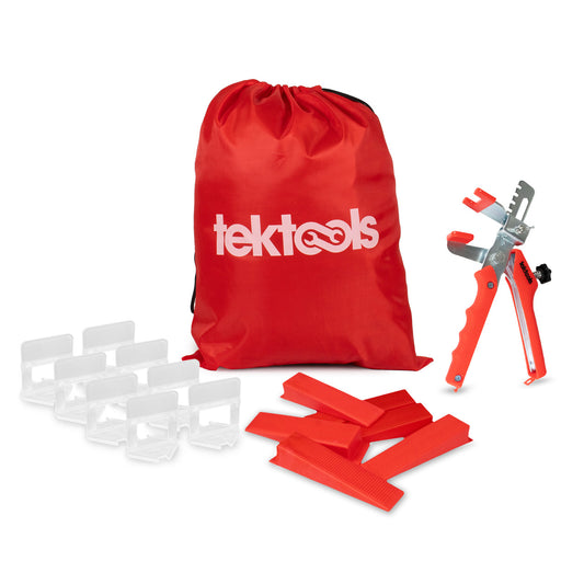TekTools Tile Levelling System (Spacer Clips & Reusable Wedges & Pliers)